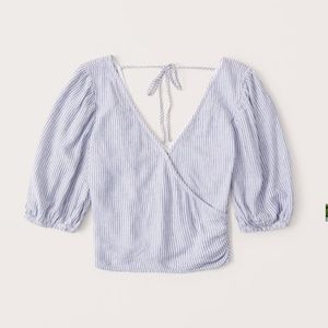 Striped Linen Puff Sleeve Top